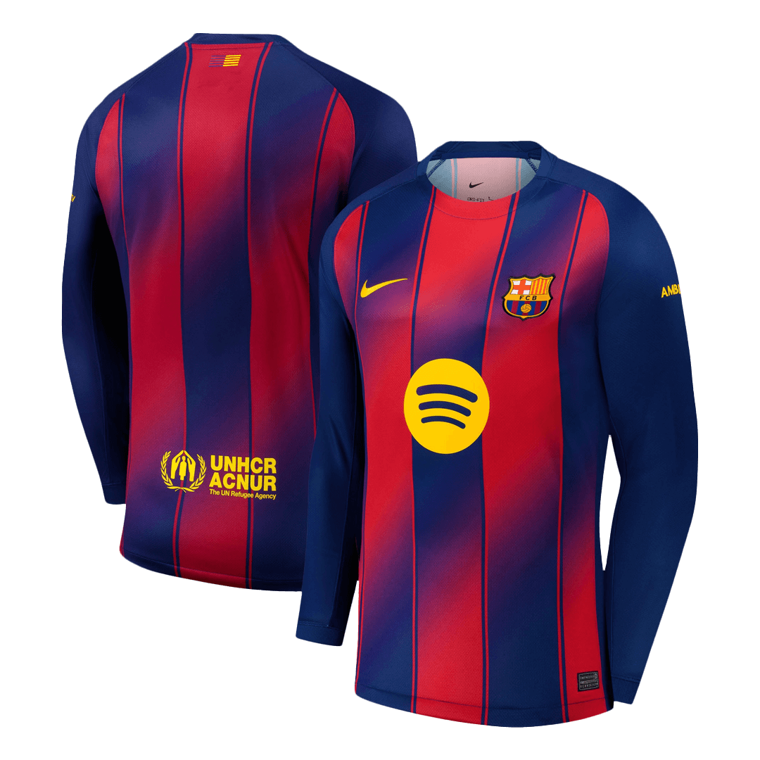 Camiseta de fútbol de manga larga del Barcelona 25/26 local roja y azul