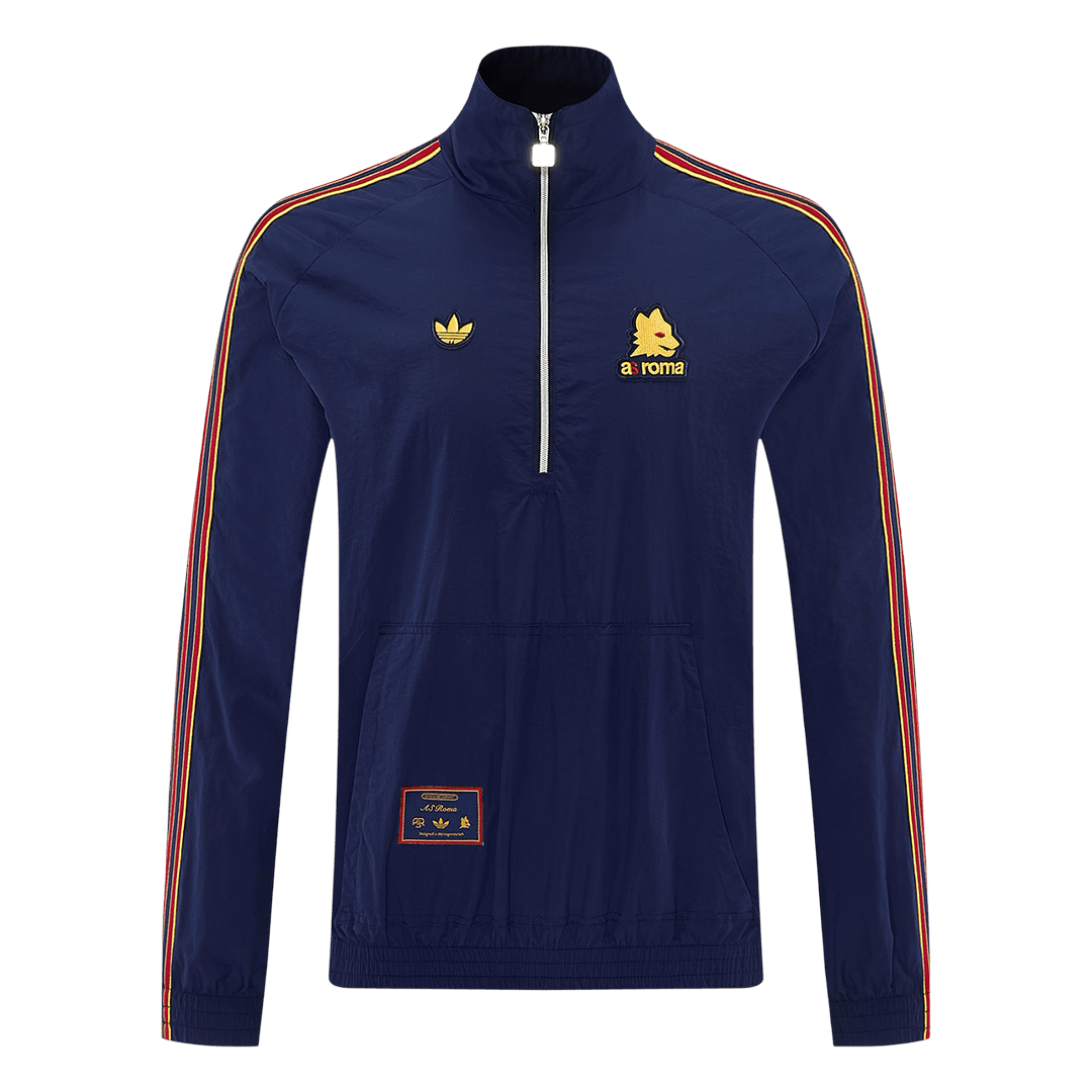Chaqueta cortavientos de media cremallera para hombre AS Roma 2026, color azul marino