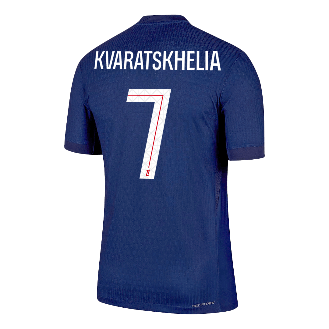 Camiseta de fútbol local auténtica KVARATSKHELIA #7 del PSG 2025/26, azul marino