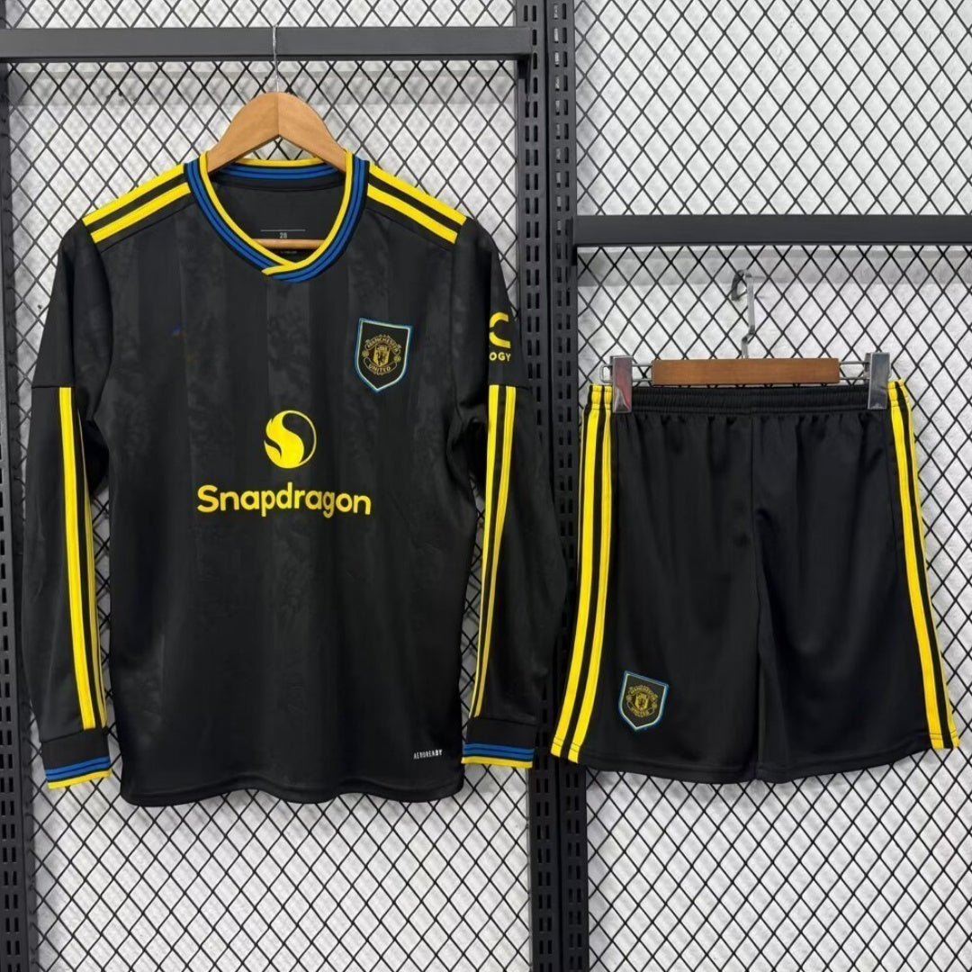 Conjunto de manga larga para adultos de la tercera equipación del Manchester United 25/26