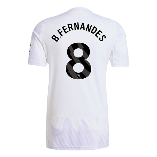 Camiseta de fútbol visitante del Manchester United B.FERNANDES #8 2025/26, blanca