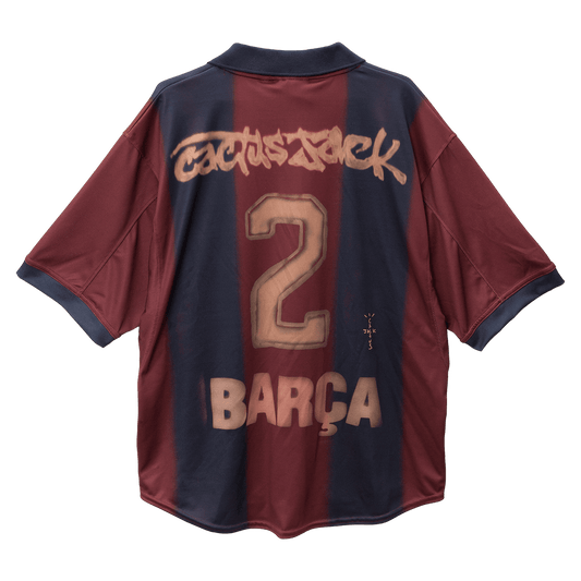 Camiseta de fútbol retro local del Barcelona 2000/01 X CJ, roja y azul