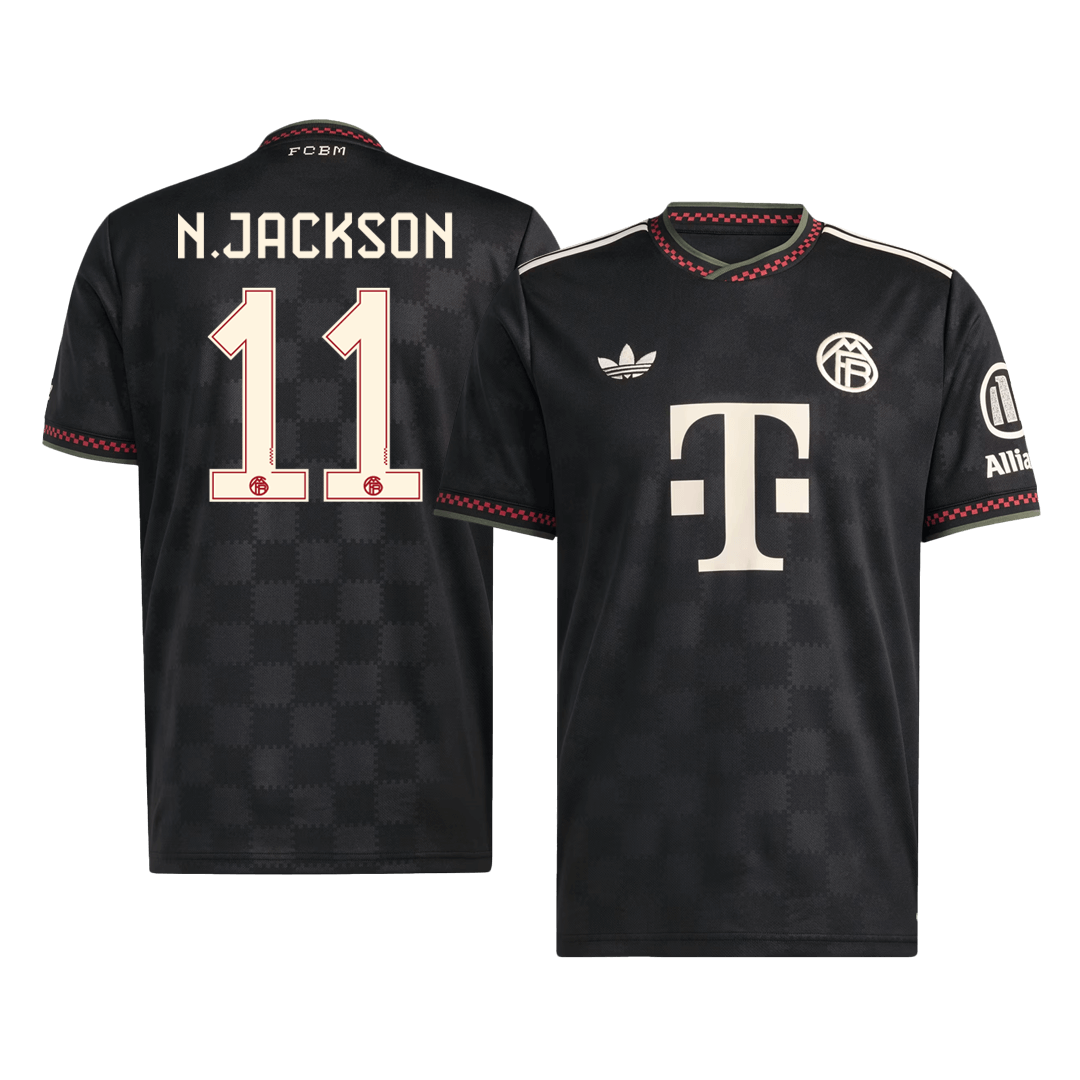 Camiseta de fútbol de visitante del Bayern Múnich n.° 11 de N. Jackson (2025/26)