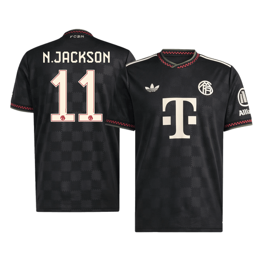 Camiseta de fútbol de visitante del Bayern Múnich n.° 11 de N. Jackson (2025/26)