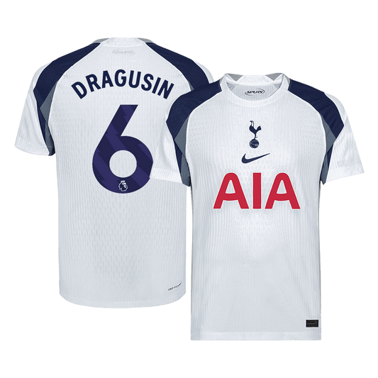 Camiseta de fútbol local auténtica DRAGUSIN #6 del Tottenham Hotspur 2025/26, blanca