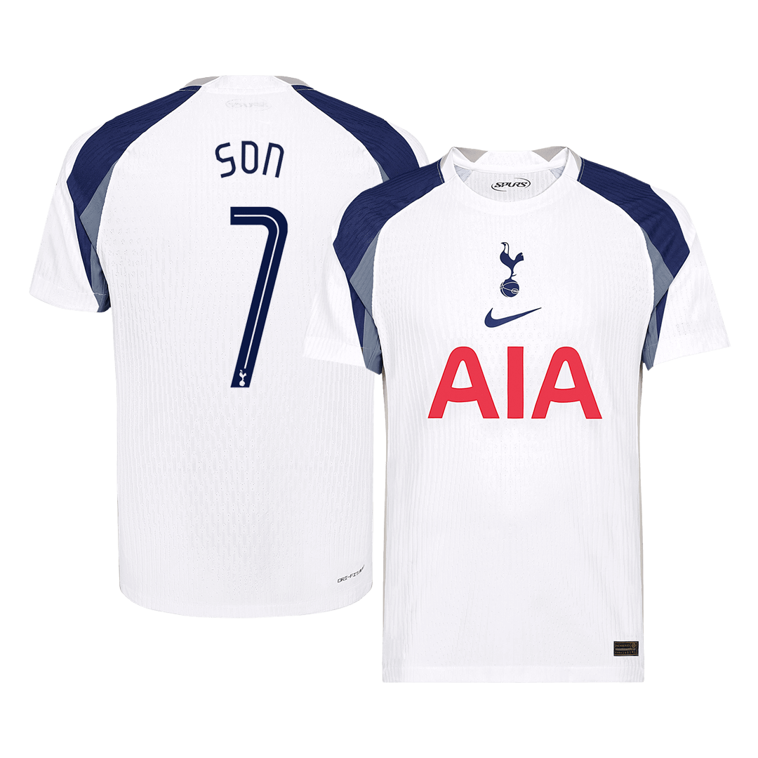 Camiseta de fútbol local auténtica SON #7 del Tottenham Hotspur 2025/26, blanca - UCL