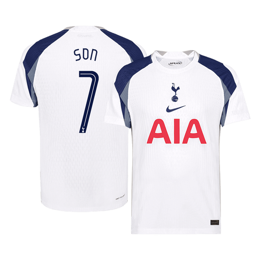 Camiseta de fútbol local auténtica SON #7 del Tottenham Hotspur 2025/26, blanca - UCL