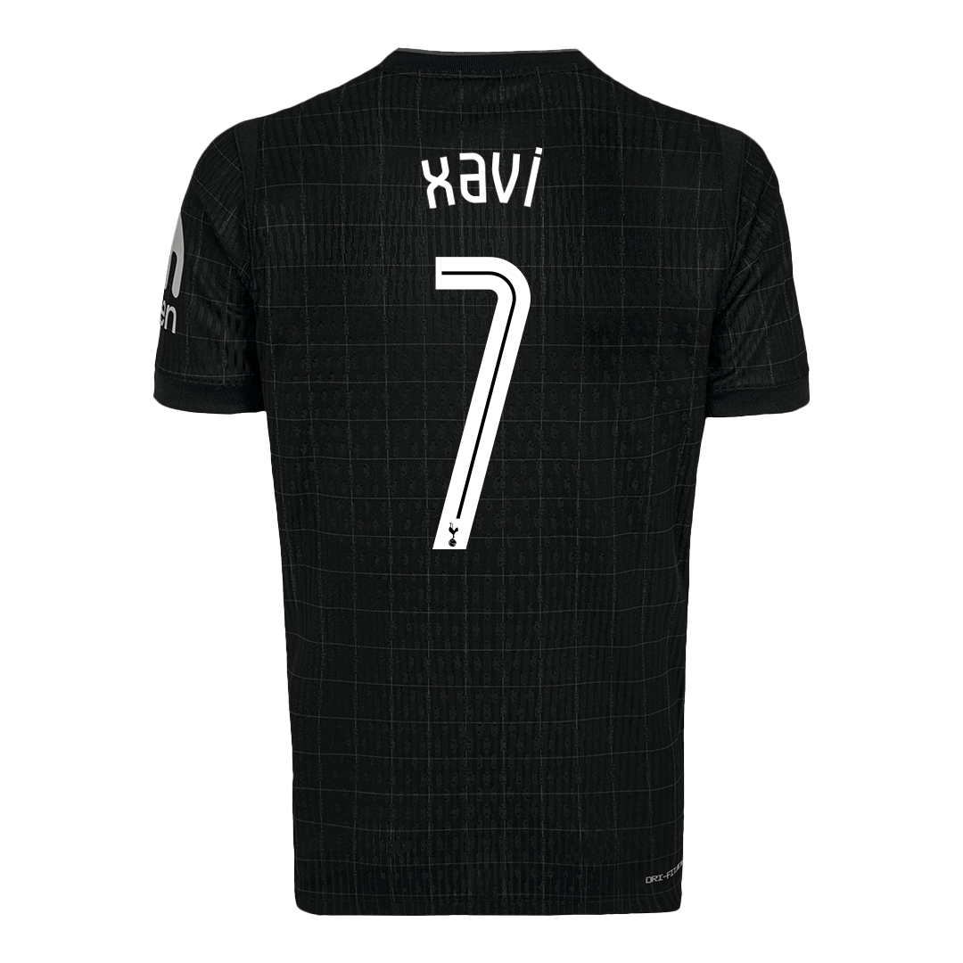 Camiseta de visitante XAVI #7 del Tottenham Hotspur 2025/26, negra - UCL