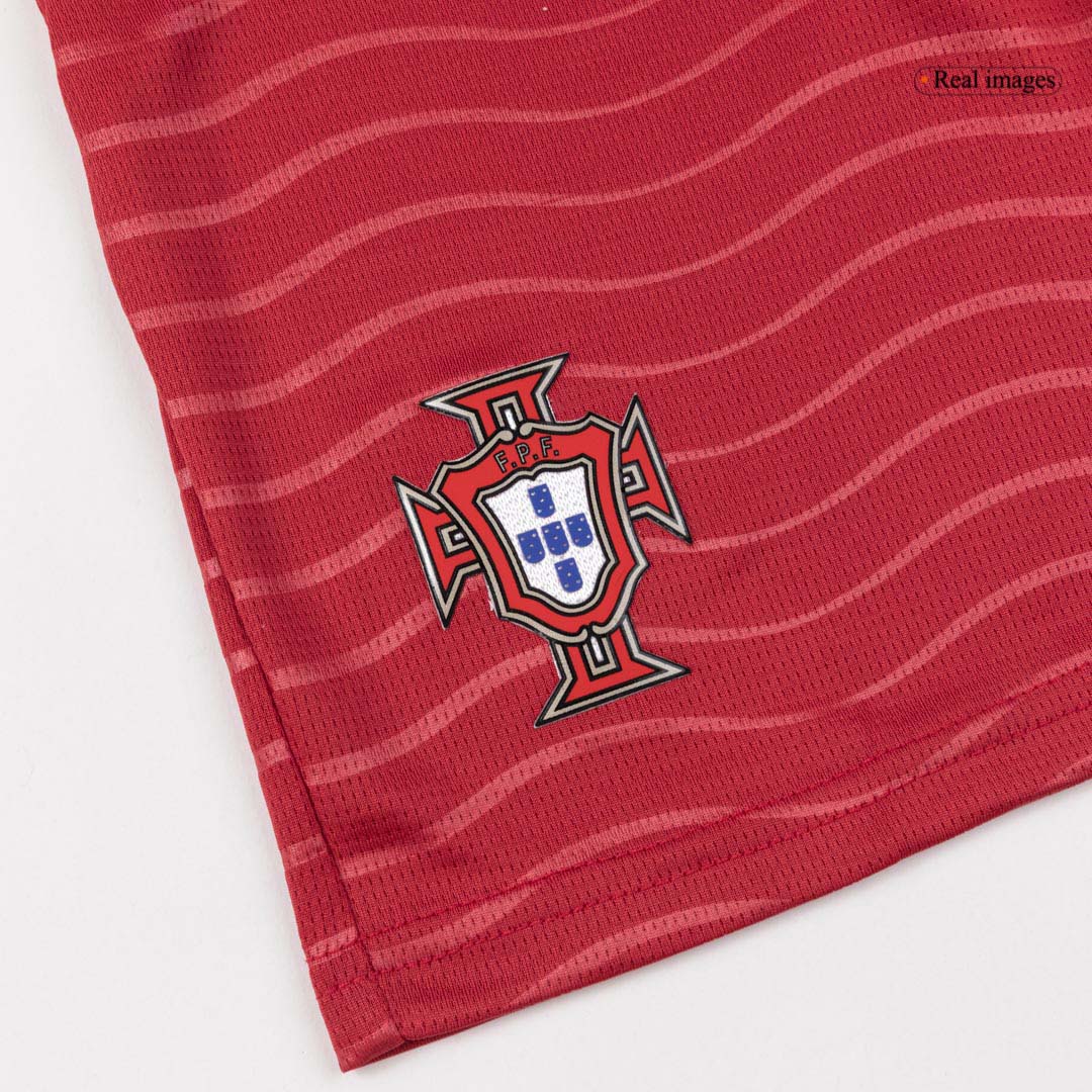 Conjunto infantil de camiseta y pantalón corto de la selección de Portugal de Ronaldo #7 para niños, Mundial 2026, color rojo.
