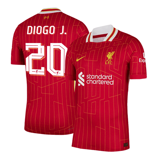 Camiseta de fútbol local auténtica de DIOGO J. #20 del Liverpool 2024/25, roja - UCL