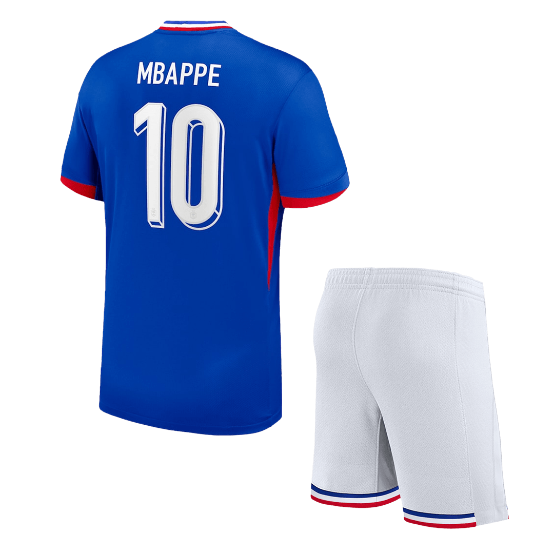 Kit de fútbol local de Francia MBAPPÉ #10 para niño (Kit y pantalón corto) Eurocopa 2024