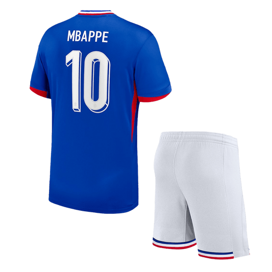 Kit de fútbol local de Francia MBAPPÉ #10 para niño (Kit y pantalón corto) Eurocopa 2024