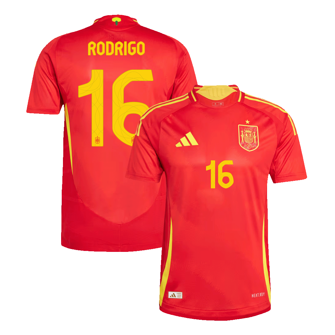 Camiseta de fútbol local auténtica de España RODRIGO #16 de la Eurocopa 2024
