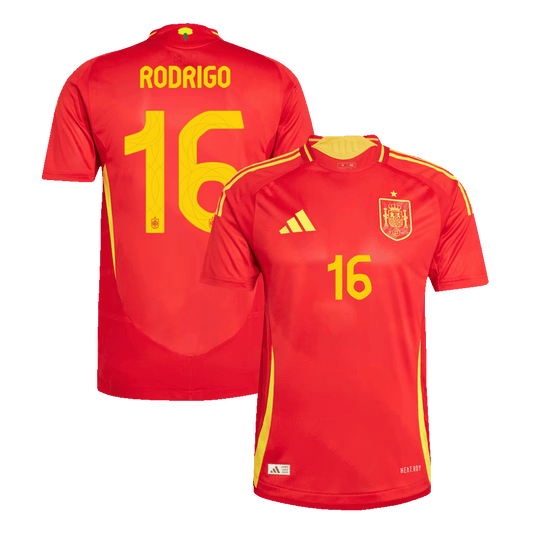 Camiseta de fútbol local auténtica de España RODRIGO #16 de la Eurocopa 2024