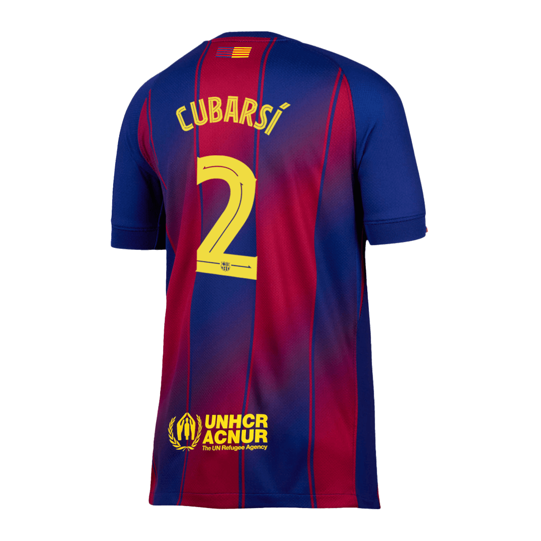 Camiseta de fútbol local CUBARSÍ #2 del Barcelona 2025/26 roja y azul - UCL