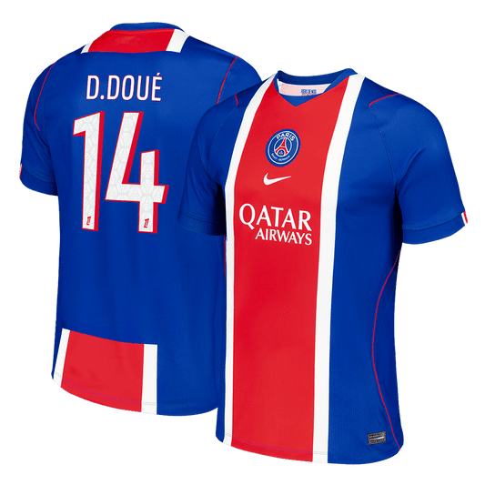 D.DOUE #14 Camiseta de fútbol del PSG para hombre, versión para aficionados, temporada 2026/27, color azul marino antiguo.