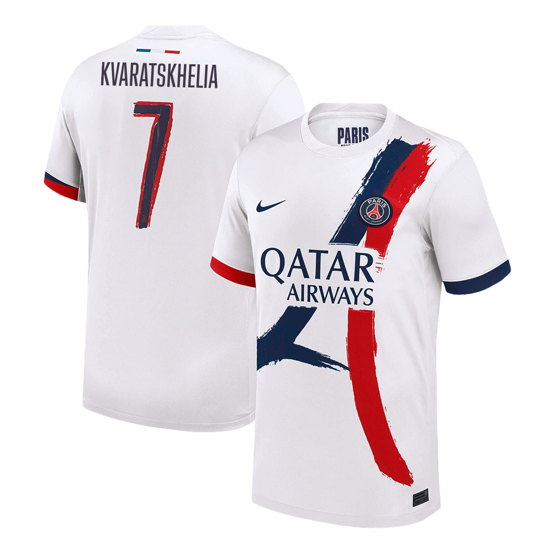 Camiseta de visitante KVARATSKHELIA #7 del PSG 2024/25, blanca - UCL