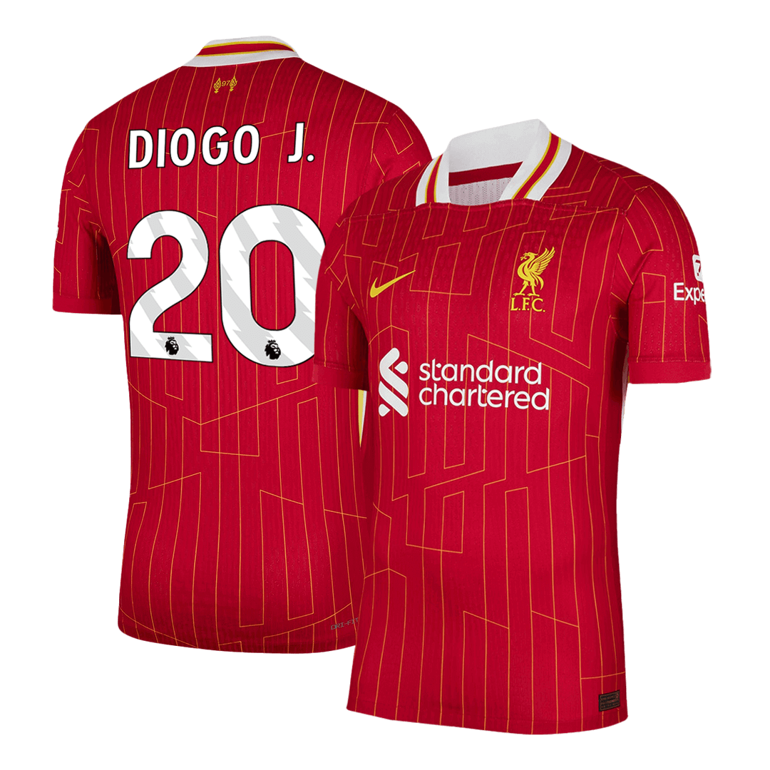 Camiseta de fútbol local auténtica de DIOGO J. #20 del Liverpool 2024/25, roja