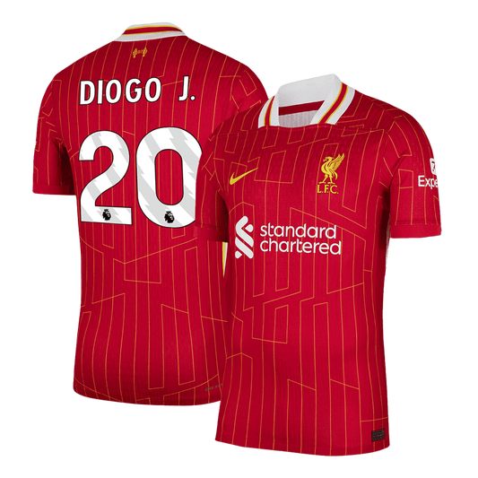 Camiseta de fútbol local auténtica de DIOGO J. #20 del Liverpool 2024/25, roja