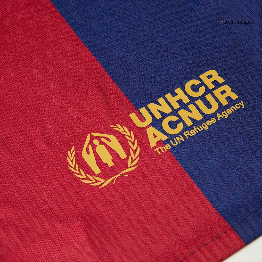 Camiseta de fútbol local auténtica del Barcelona x Travis Scott 2024/25, roja y azul