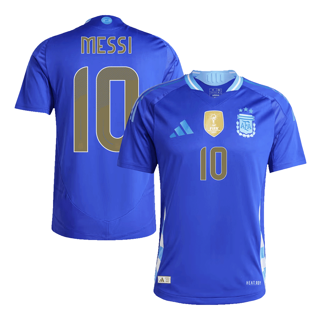 Camiseta de fútbol visitante auténtica de MESSI #10 Argentina 2024
