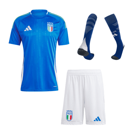 Kit de fútbol local de Italia (camiseta, pantalón corto y medias) para la Eurocopa 2024