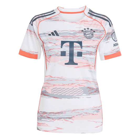 Camiseta de fútbol visitante del Bayern Múnich 2025/26 para mujer, blanca