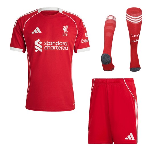 Kit de camiseta de fútbol local del Liverpool (camiseta, pantalones cortos y calcetines) 2025/26