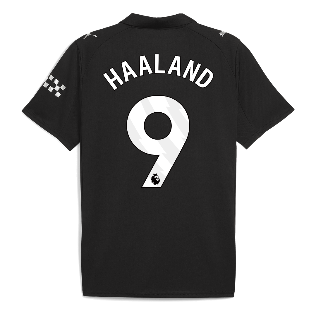 Camiseta de fútbol visitante HAALAND #9 del Manchester City 2025/26, negra