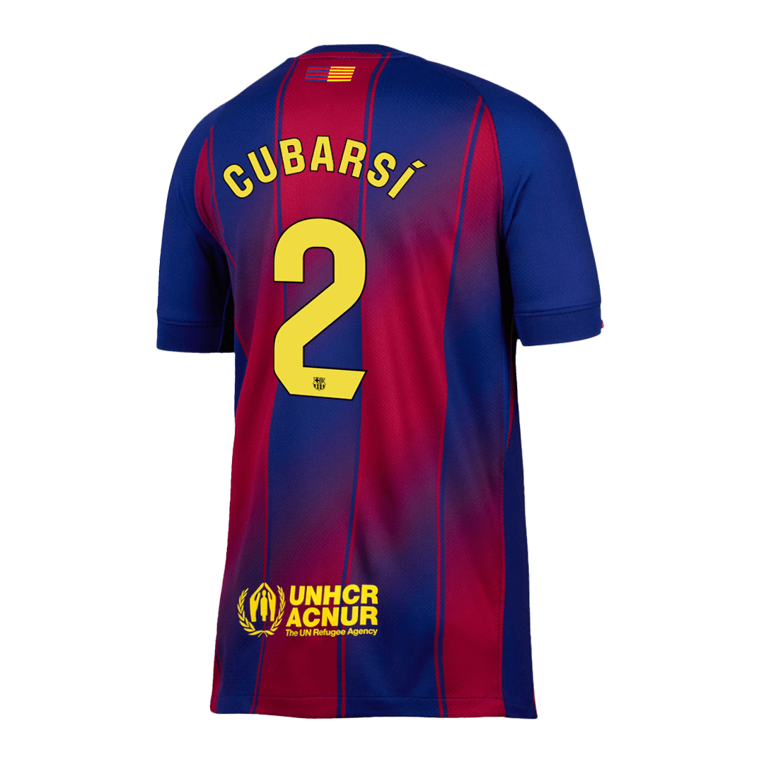 Camiseta de fútbol local CUBARSÍ #2 del Barcelona 2025/26 roja y azul