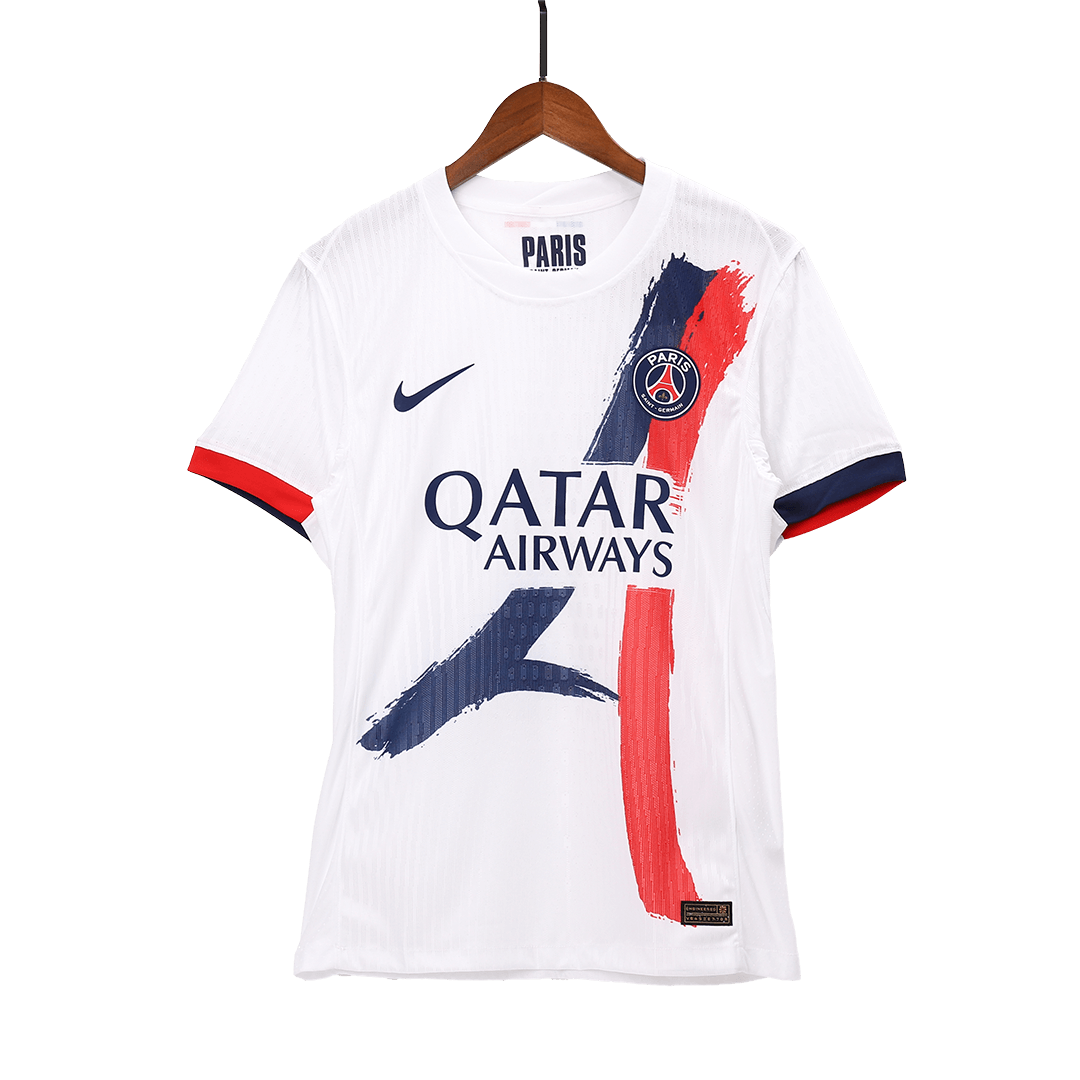 Camiseta de fútbol visitante auténtica O.DEMBÉLÉ #10 del PSG 2024/25, blanca
