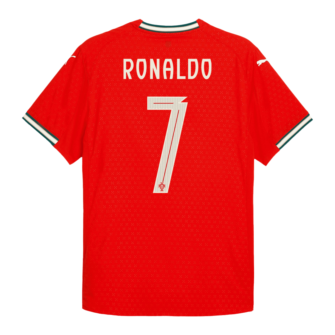 Camiseta de fútbol local auténtica de Ronaldo #7 Portugal 2025, roja