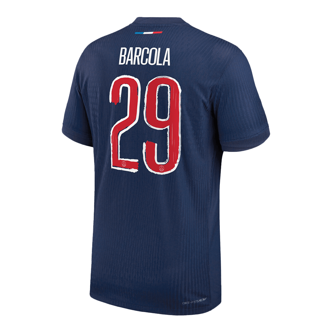 Camiseta de fútbol local auténtica BARCOLA #29 del PSG 2024/25, azul marino - UCL