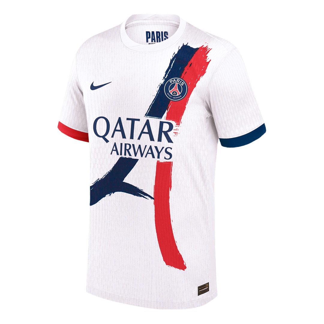 Camiseta de fútbol visitante auténtica KVARATSKHELIA #7 del PSG 2024/25, blanca