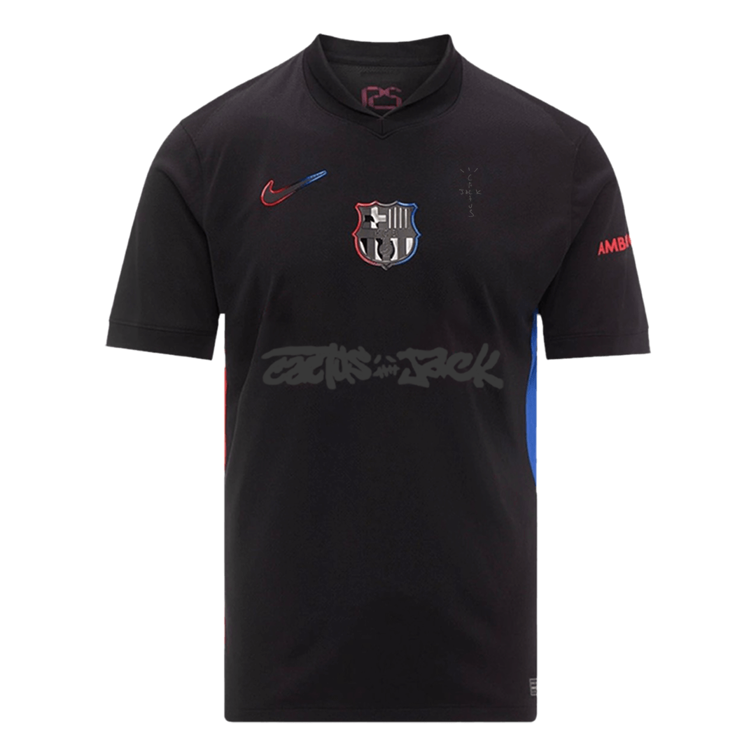 Camiseta de fútbol visitante del Barcelona x Travis Scott 2024/25, negra