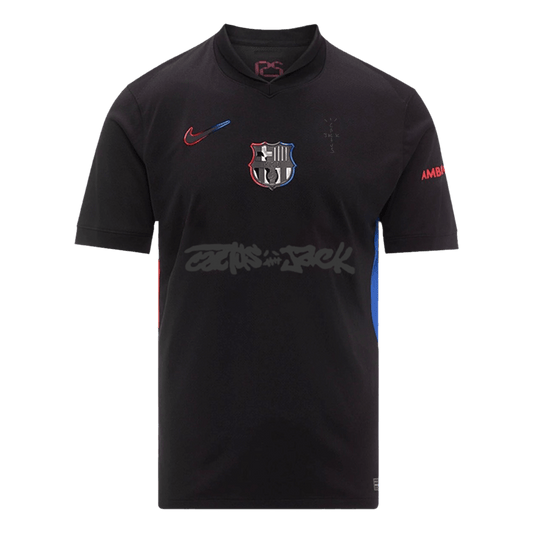 Camiseta de fútbol visitante del Barcelona x Travis Scott 2024/25, negra