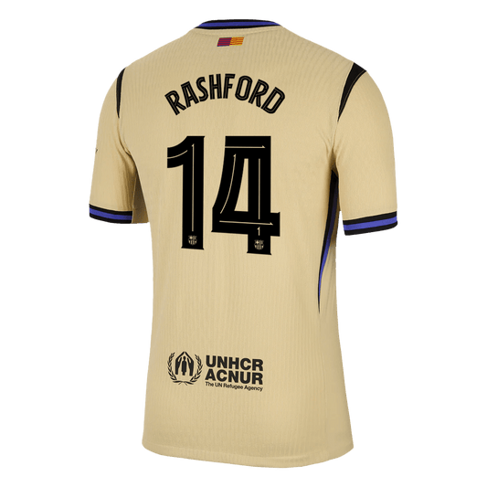 Camiseta de visitante del Barcelona 2025/26, auténtica, amarilla, de Rashford #14 - UCL