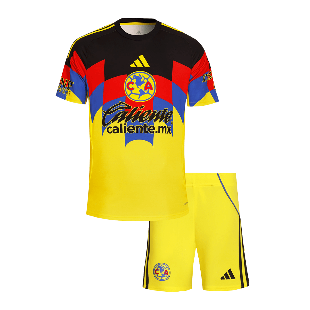 Kit de fútbol local del Club América para niños (camiseta y pantalones cortos) 2025/26, amarilla