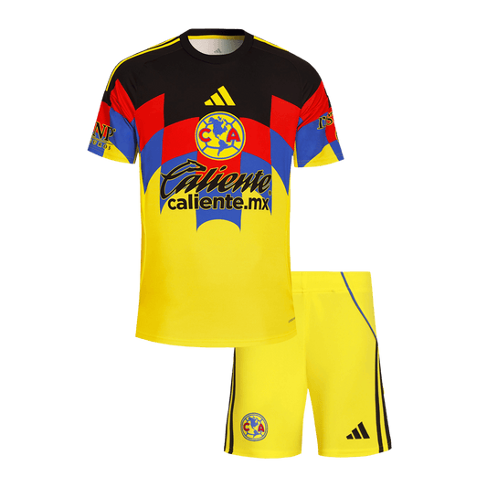 Kit de fútbol local del Club América para niños (camiseta y pantalones cortos) 2025/26, amarilla