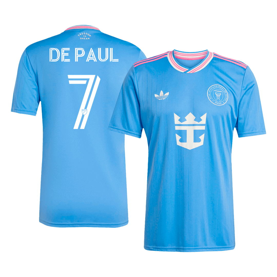 Camiseta de fútbol de visitante DE PAUL #7 Inter Miami 2025 Azul