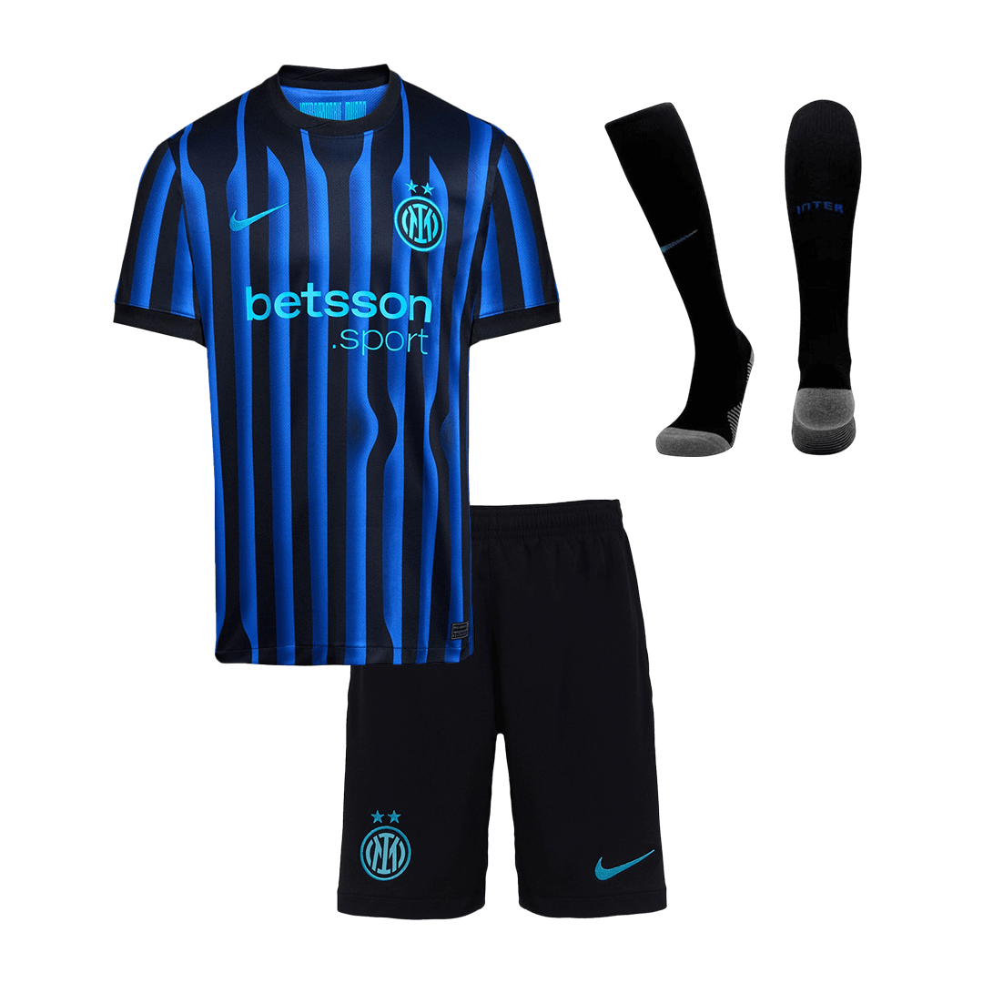 Kit de camiseta de fútbol local del Inter de Milán para niños (camiseta, pantalón corto y calcetines) 2025/26