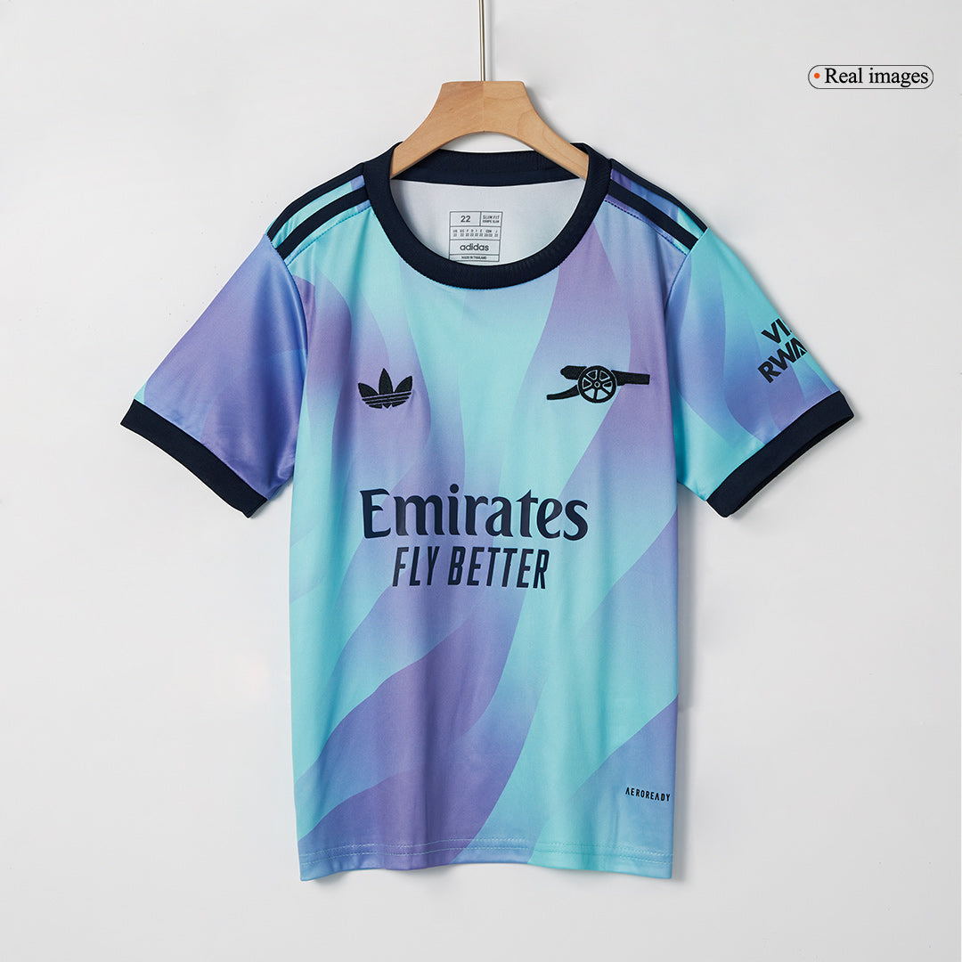 Kit de fútbol infantil de visitante del Arsenal (Kit y pantalón corto) 2024/25