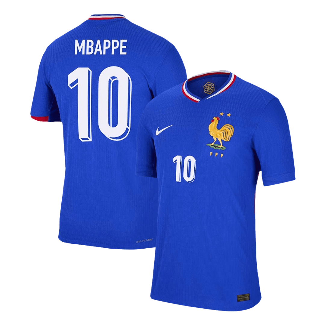 Camiseta de fútbol local auténtica de Francia MBAPPÉ #10 de la Eurocopa 2024