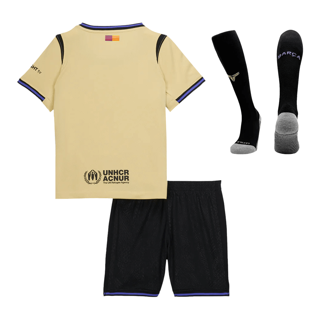 Kit de visitante del Barcelona para niño (Kit, pantalón corto y calcetines) 2025/26 (amarillo y negro)