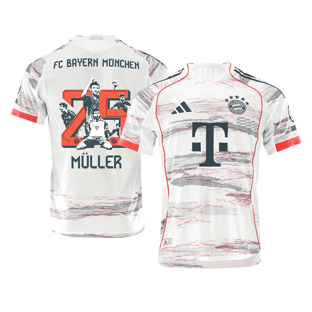 Camiseta de visitante del Bayern Múnich 2025/26, auténtica, especial MÜLLER n.° 25, color blanco