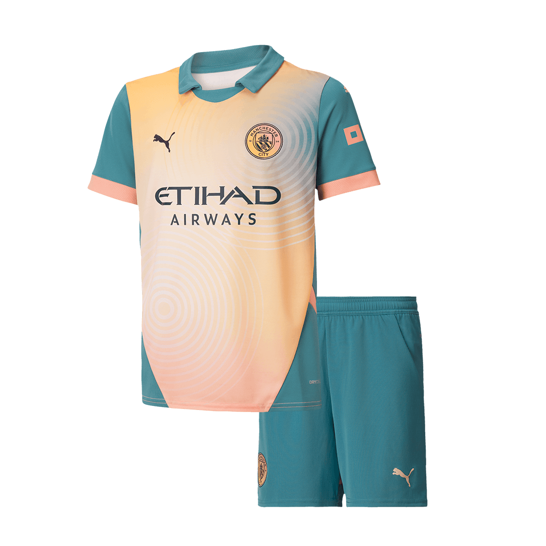 Kit de fútbol infantil del Manchester City (4.ª equipación visitante, "Definitely City") (Kit y pantalón corto) 2024/25
