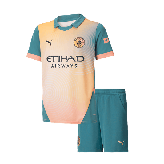 Kit de fútbol infantil del Manchester City (4.ª equipación visitante, "Definitely City") (Kit y pantalón corto) 2024/25
