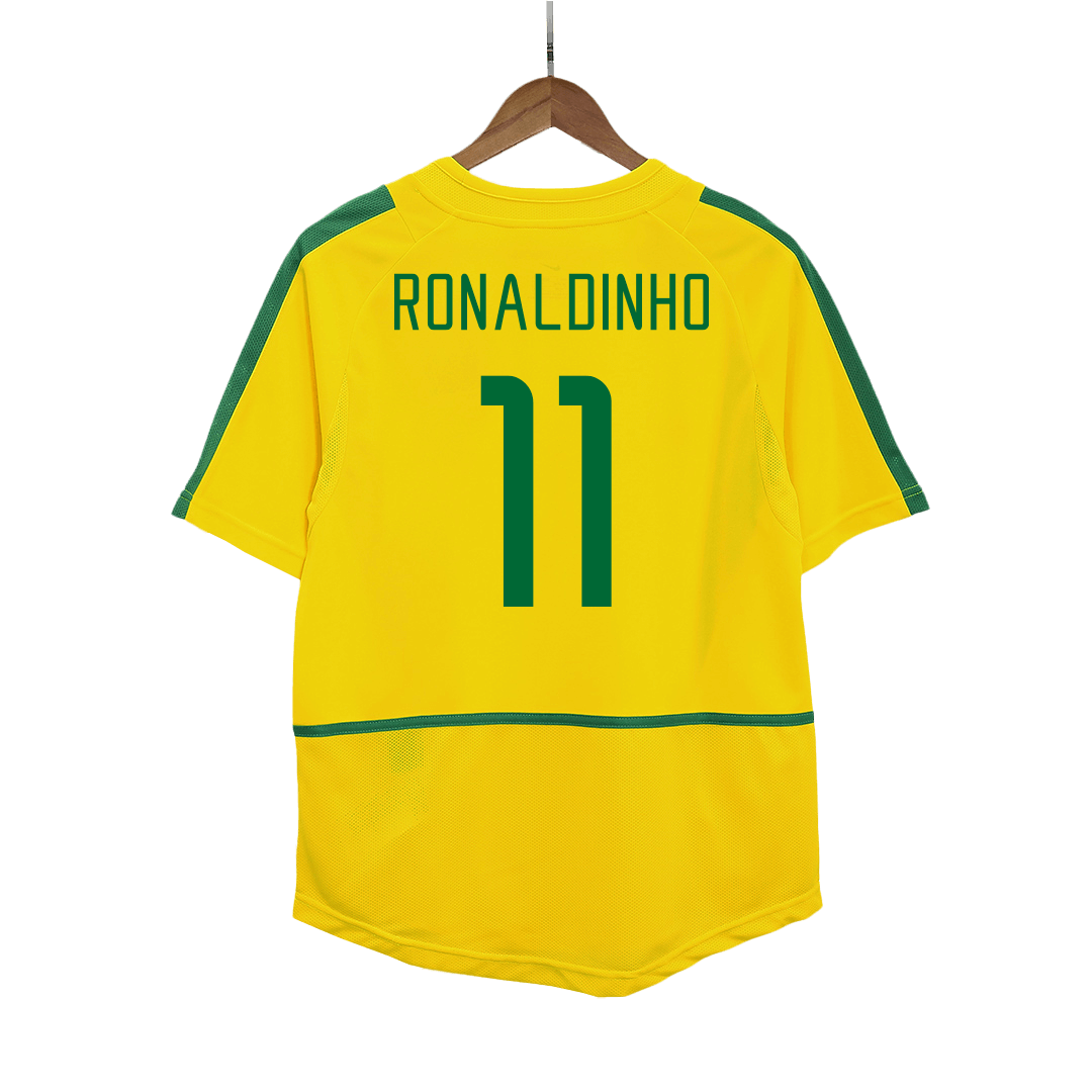 Camiseta retro de fútbol local de Brasil RONALDINHO #11 2002/03