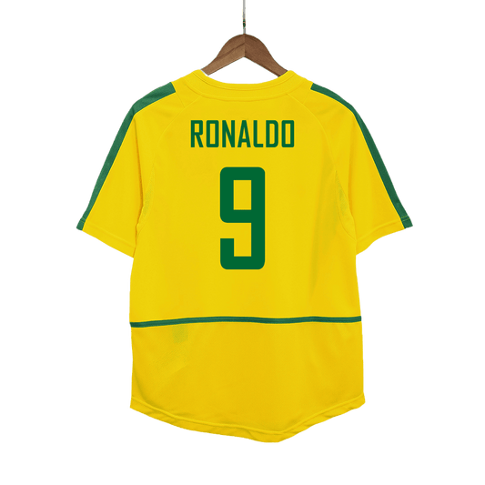 Camiseta retro de fútbol local de Brasil RONALDO #9 2002/03