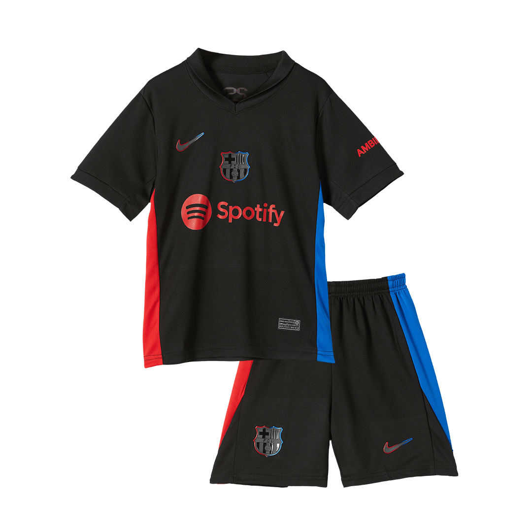 Kits de fútbol personalizados de visitante del Barcelona para niños 2024/25